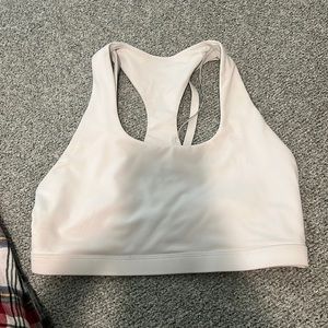 white sports bra, medium